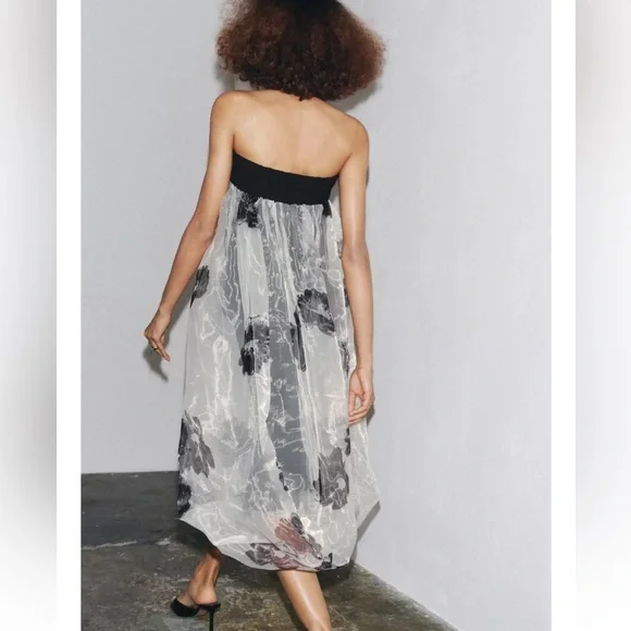 Zara ZW Collection Printed Organza Dress - Picture 4 of 7